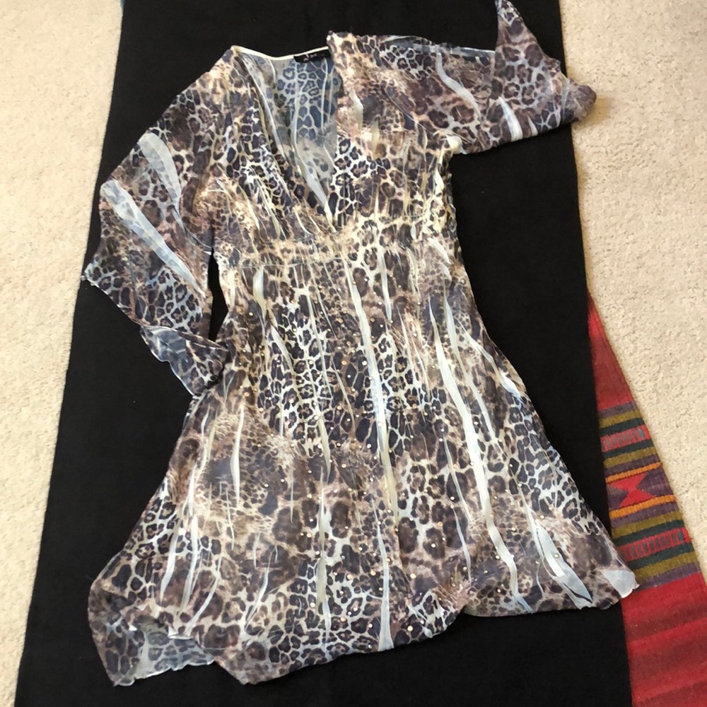 Animal print gauzy dress